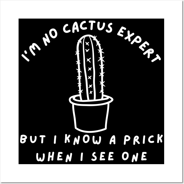 I'm No Cactus Expert But I Know A Prick When I See One. Funny Plant, Cactus Lover Design. Wall Art by That Cheeky Tee